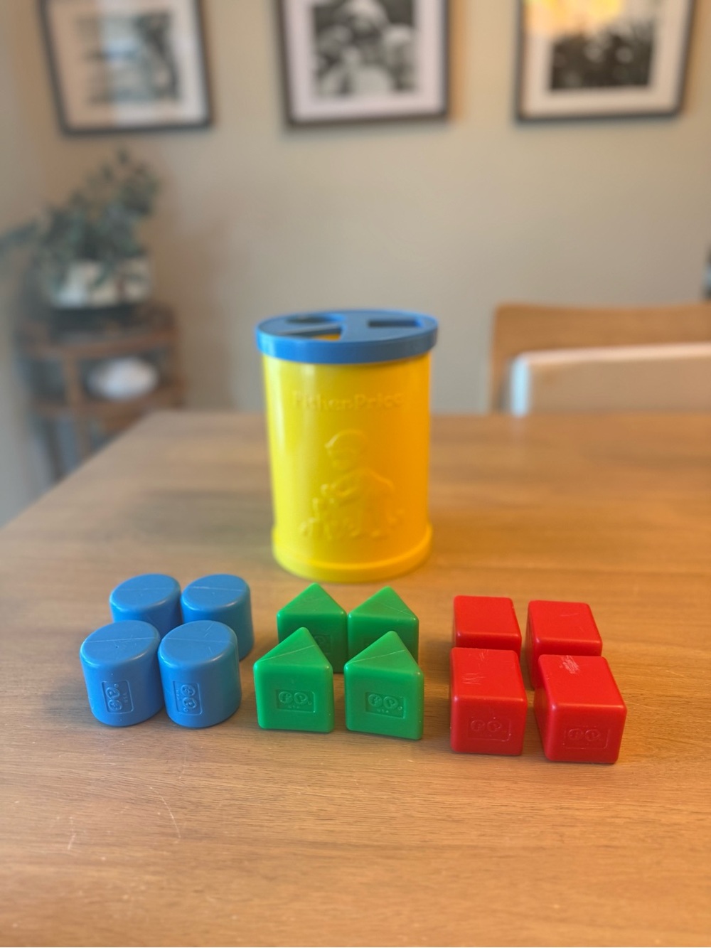 Vintage 1977 Fisher Price Baby's First Blocks Shape Sorter Bucket & Blocks